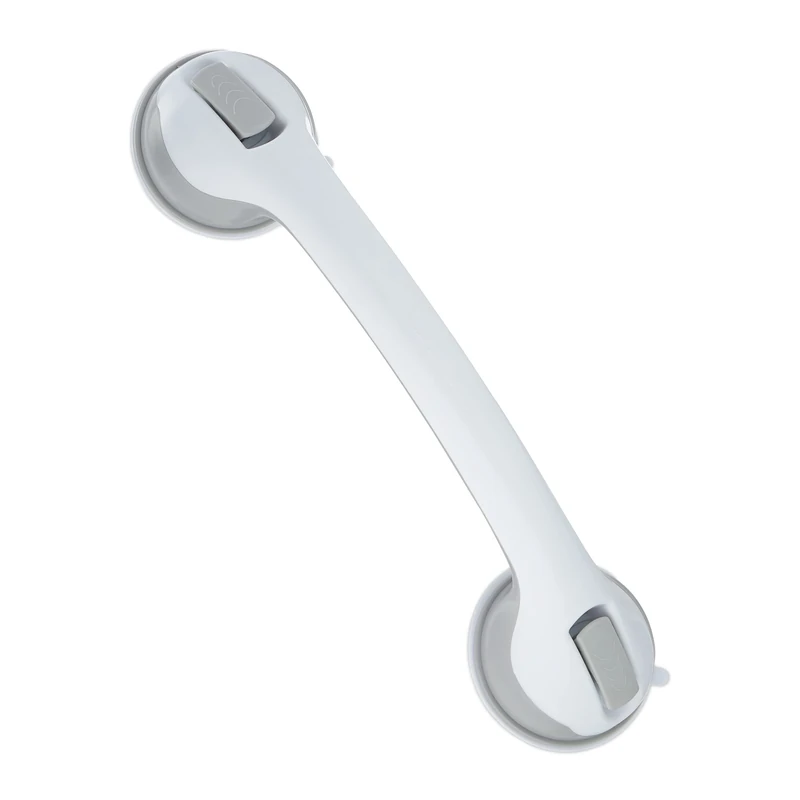 Relaxdays Suction Grab Handle, Shower & Bath, Max. Load 70 kg, for The Elderly, Disability Aid, 30x10x8.5cm, White/Grey