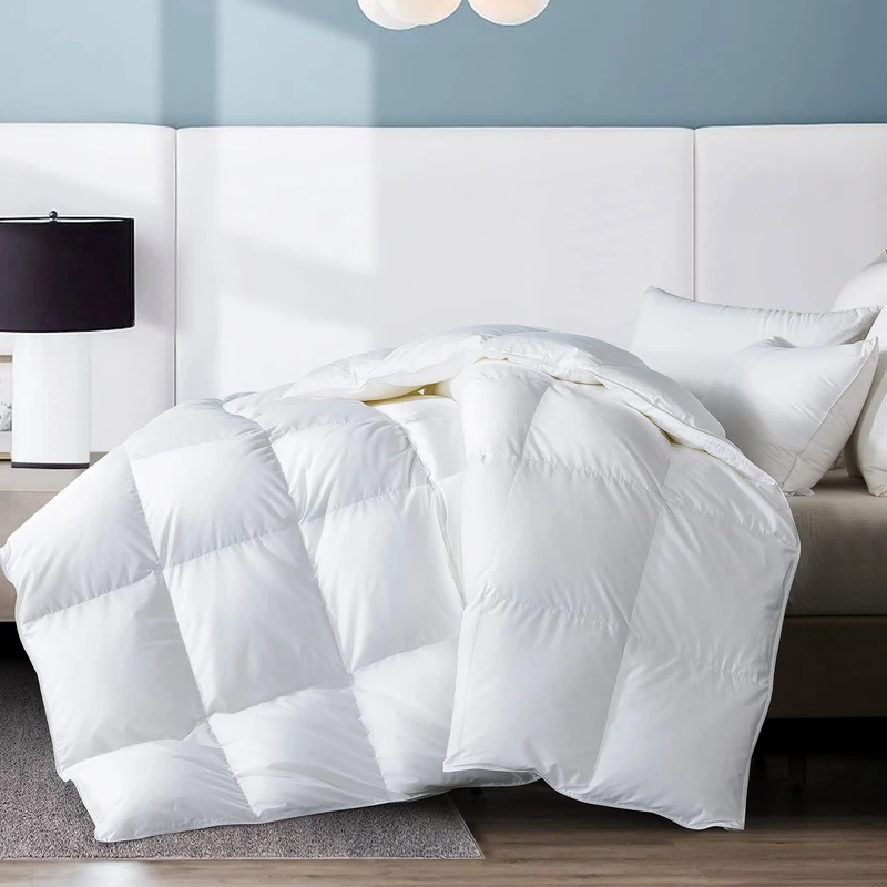 WhatsBedding 100% Cotton White Goose Down and Feather Duvet Cover Twin White/Light