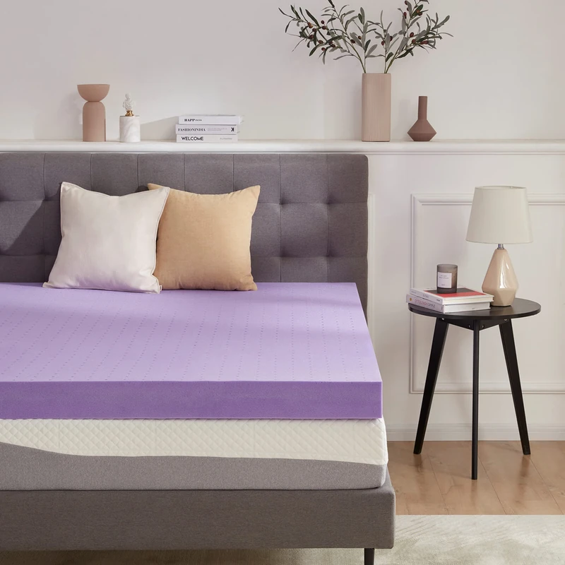 SINWEEK 4 Inch Gel Memory Foam Mattress Topper Ventilated Soft Mattress Pad, Bed Topper, CertiPUR-US Certified, Twin Size, Purple - Image 1