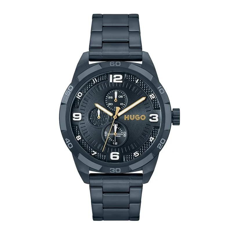 HUGO Analogue Multifunction Quartz Watch for Men #Grip Collection with Blue Stainless Steel Bracelet - 1530278