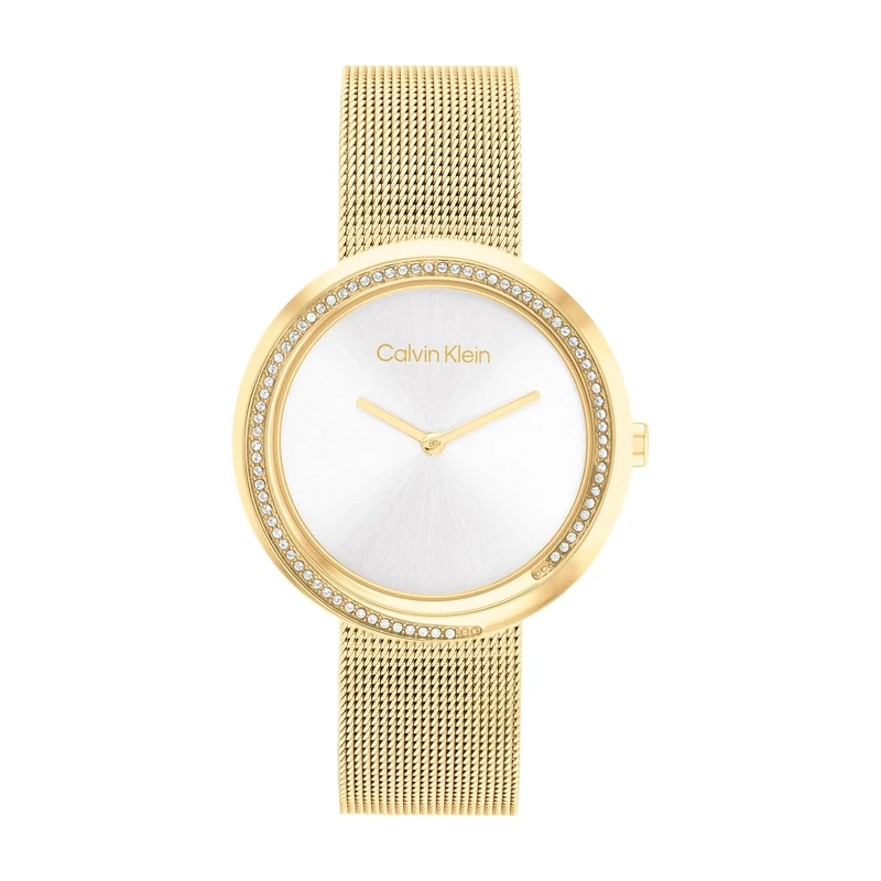 Calvin Klein Analogue Quartz Watch for Women Twist Collection with Gold Colored Stainless Steel Mesh Bracelet - 25200150
