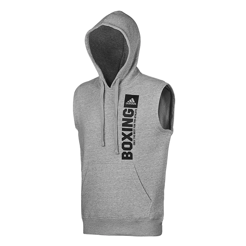 adidas Men's Community Vertical Hoody Sleeveless Boxing Hoodie Sleeveless Grey/Black, XXL, grey/black, XXL