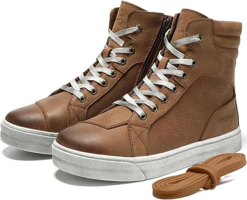 BORLENI Motorcycle Breathable Riding Shoes - Casual Outdoor Street Motorcycle Boots for Men