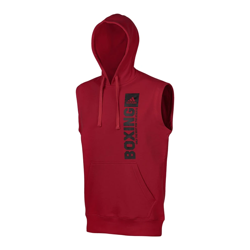 adidas Men's Community Vertical Hoody Sleeveless Boxing Hoodie Sleeveless Red/Black S, Red/black, S - Image 1