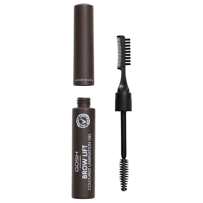 GOSH Brow Lift Lamination eyebrow gel with colour, vegan I fixing gel for quick flawless brow styling, with salon effect I perfume-free and long-lasting I suitable for allergy sufferers I Dark Brown