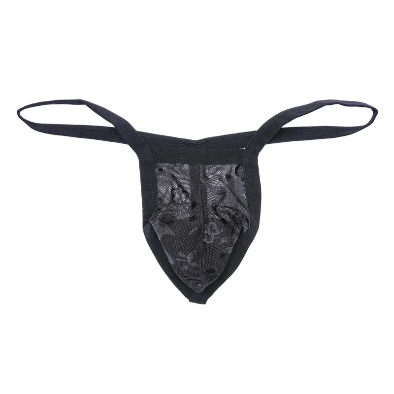 Drelaar Men's Sexy Trap Underwear Soft Breathable Low Rise T-Back See-Through G-strings Small Black