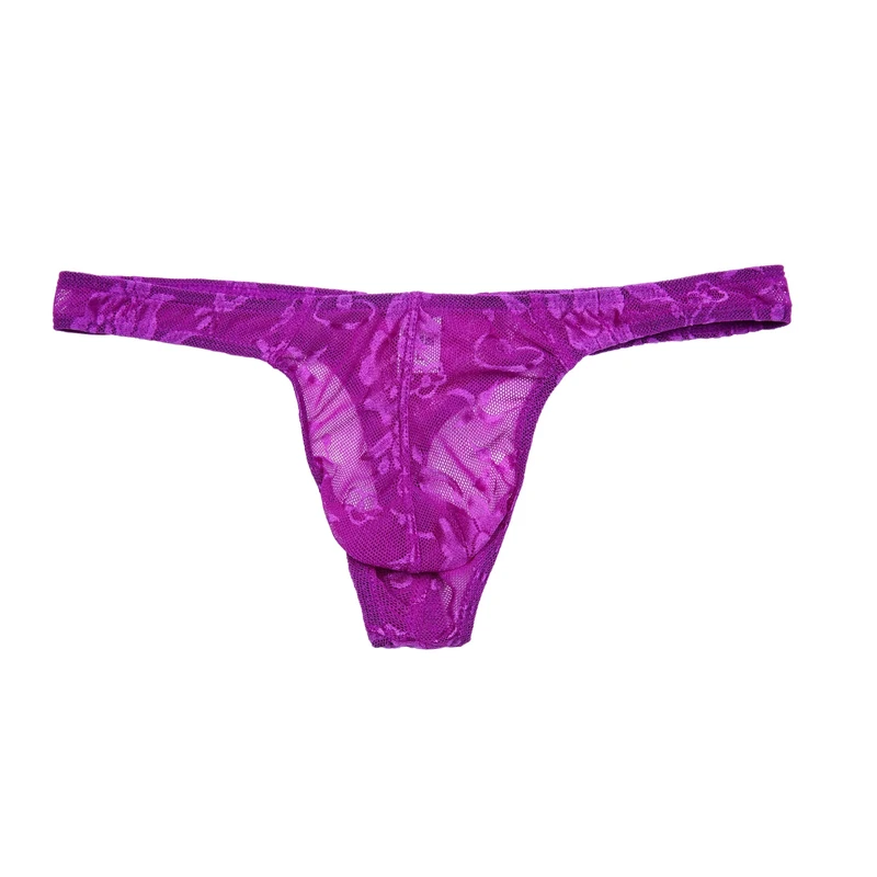 Drelaar Men's Breathable Mesh Underwear Panties Semi Sheer Soft Comfy Thongs Large Purple