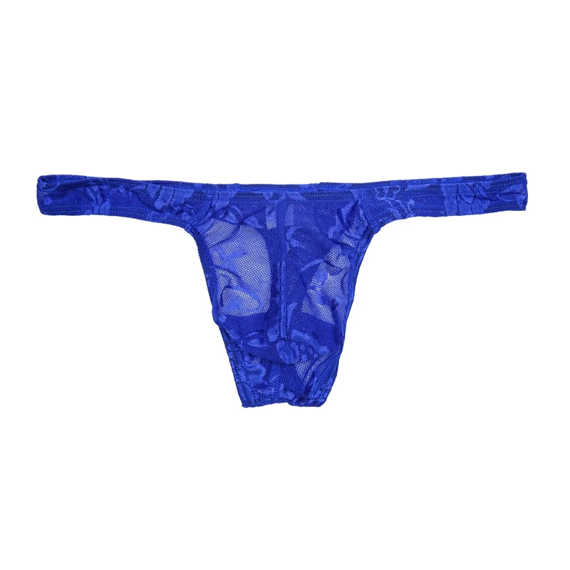 Drelaar Men's Breathable Mesh Underwear Panties Semi Sheer Soft Comfy Thongs Large Blue