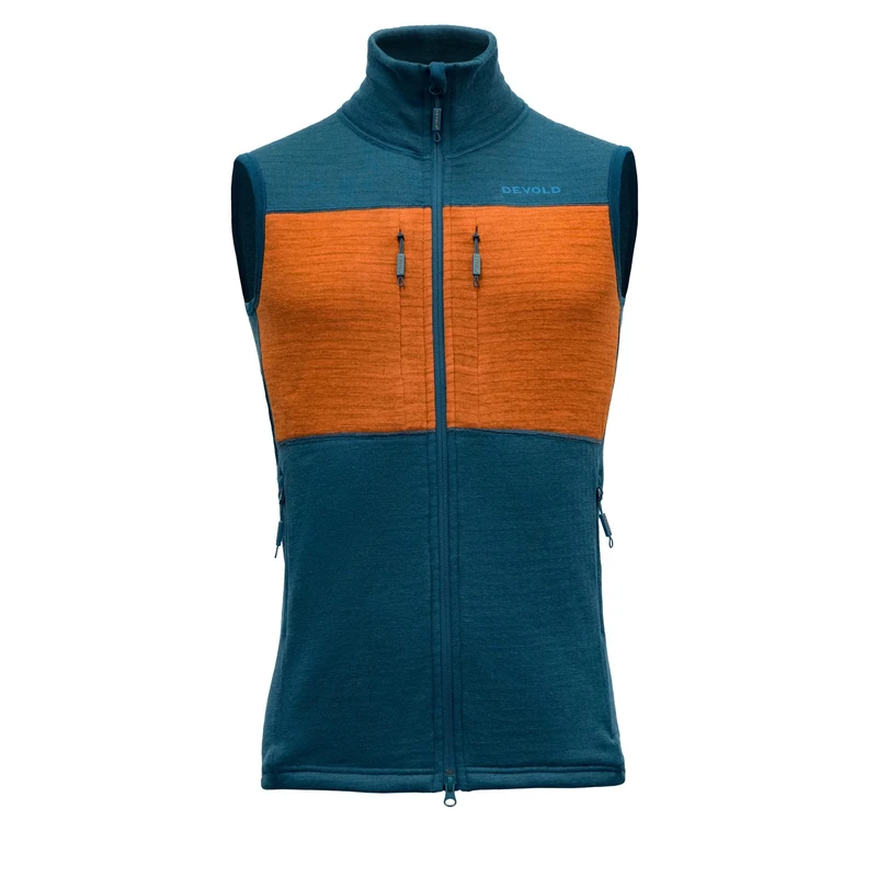 Devold Men's Egga Grid Merino Vest, Flood/Flame, S