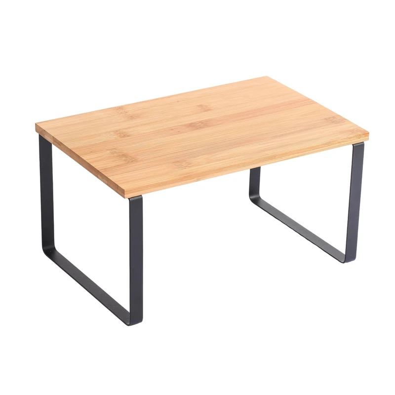 MSV Kitchen Shelf Stand on Stand Industrial Design Bamboo & Steel Elie Matt Black