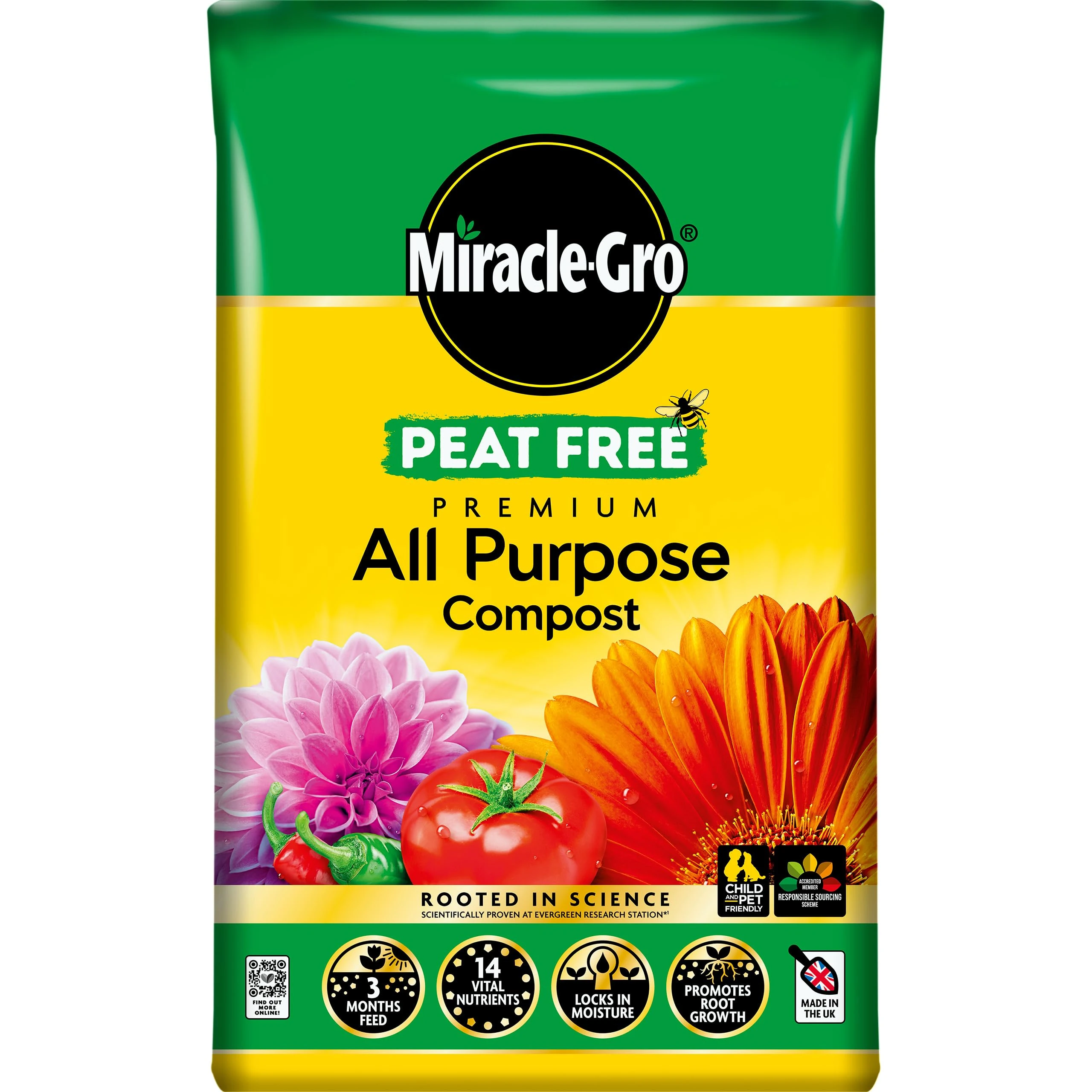 Miracle-Gro PEAT FREE Premium All Purpose Compost, 50 Litres,Brown