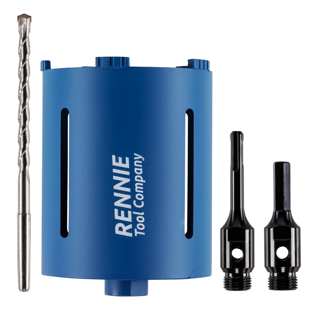 127mm x 150mm Long Diamond Core Drill Bit Set Includes SDS Adapter, Hex Shank Adapter & Centre Drill Bit. To Be Used In Concrete Masonry Brick Block Stone Granite Diamond Drill Bit Core Accessories