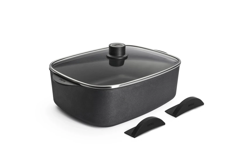 Woll Diamond Logic XR Aluminium Roasting Dish, 7.5L, Black, Rectangular, Inductive, Oven-Safe, 31 cm x 26 cm, 11 cm High with Removable Handle