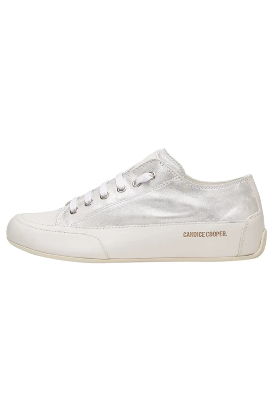 Candice Cooper Nuanced Leather Sneakers, White/Silver, 4 UK