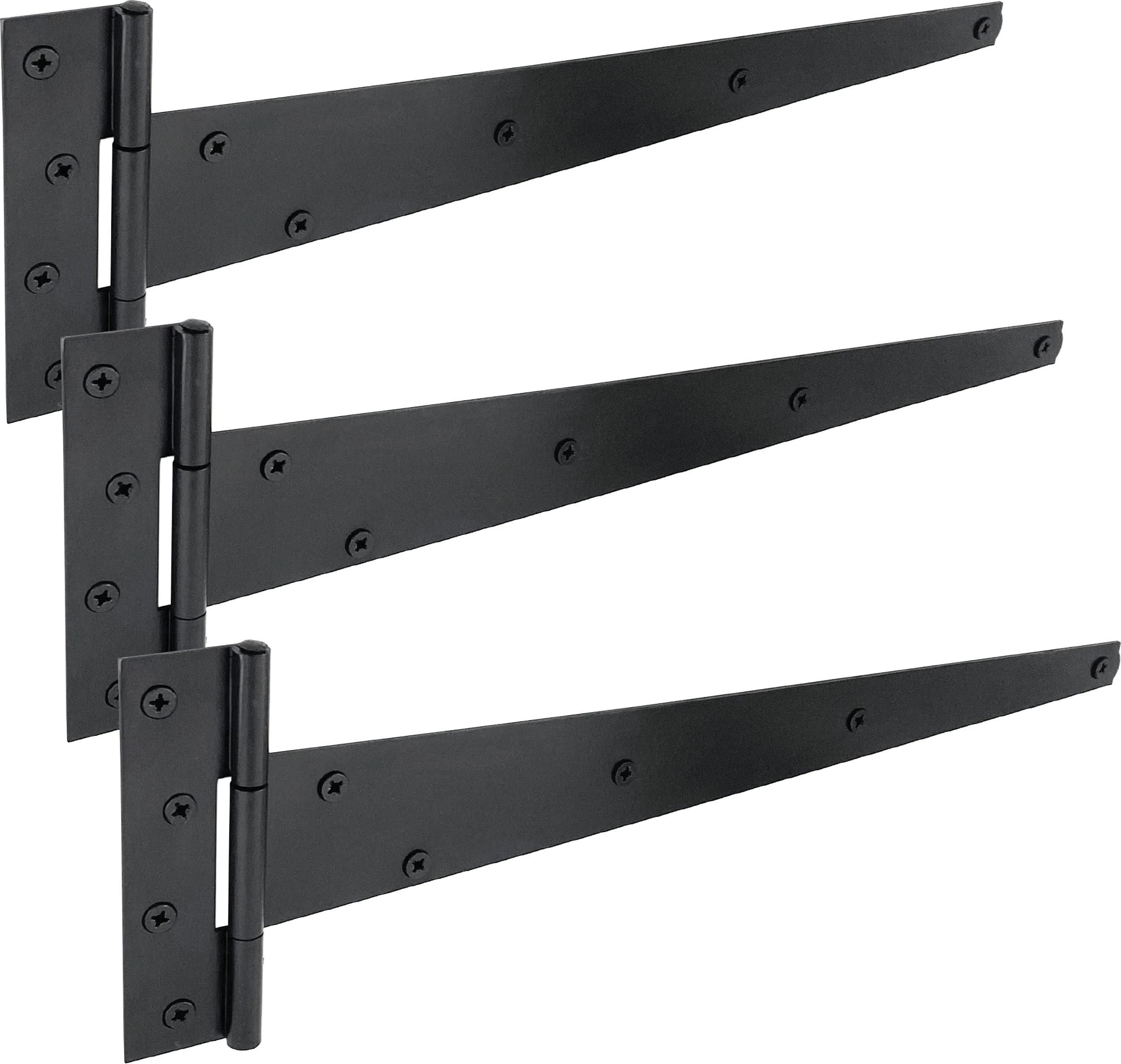IRONTITE® 3 Pack Black T Hinges 400mm (16"), Gate Hinges for Wooden Gates Or Garden Shed Hinges, These Garden Gate Hinges are Black Coated for Lasting Weather Protection