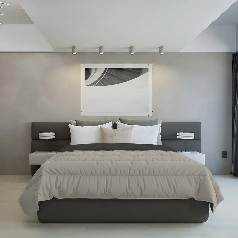 Italian Bed Linen DOUBLE COLOURED MICROFIBER SUMMER JACKET, Light Grey/Dark Grey, 250 x 200 cm