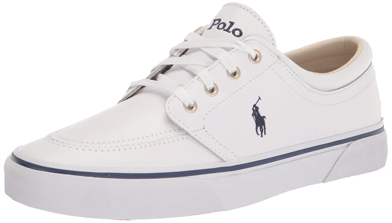 POLO RALPH LAUREN Men's Faxon Low Sneaker, White Navy, 6 UK