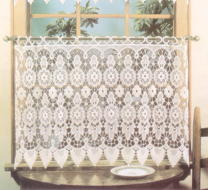 Today's Curtain Medallion Macramé Tier 24",Ecru, 35W x 24L