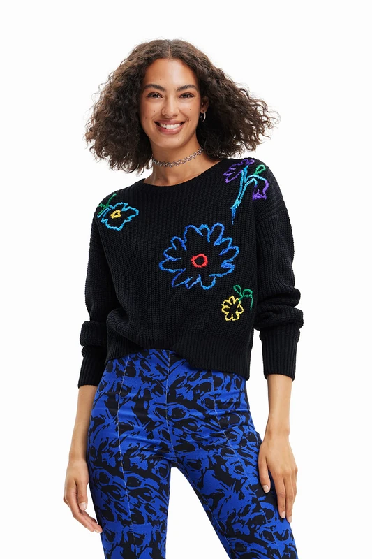 Desigual Women's JERS_Larson 2000 Sweatshirt, Black, L