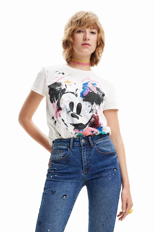 Desigual Women's Ts_Mickey Crash T-Shirt, White, M