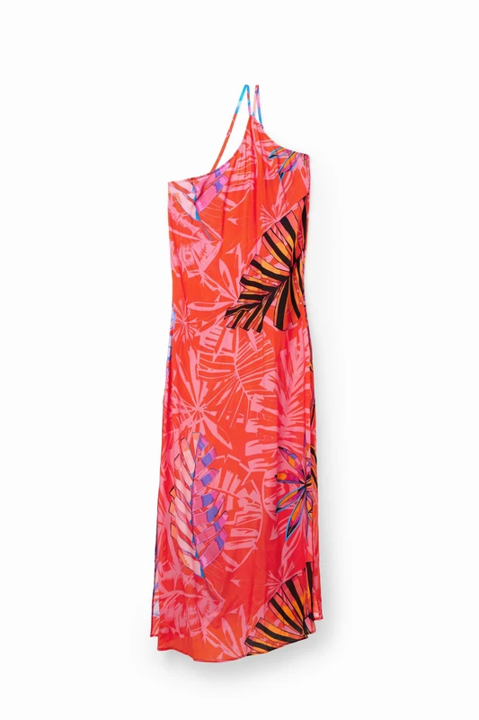 Desigual Kawai Red Asymmetric Summer Beach Maxi Dress 23SWMW03