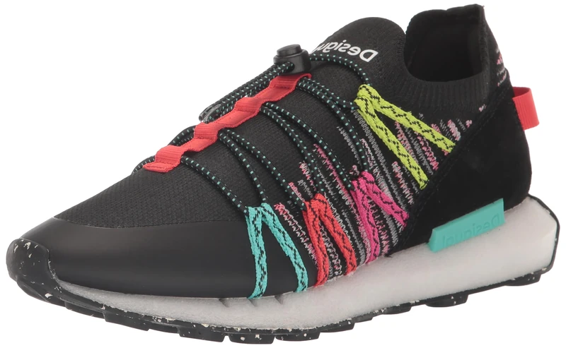 Desigual Jogger Sock Etnic Black Multicoloured Strap Trainers 23SSKK03 - Image 1