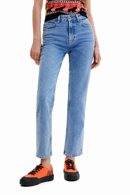 Desigual Women's Blue Jeans, Casual Trousers 38, Regular Straight Fit, 32in Inseam, 31in Waist, 99% Cotton 1% Elastane