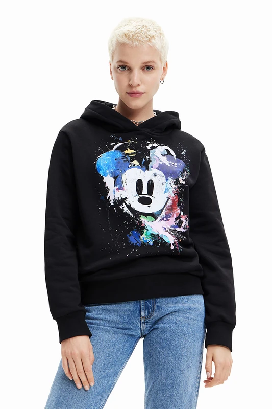 Desigual Women's Sweat_Mickey 2000 Sweatshirt, Black, S