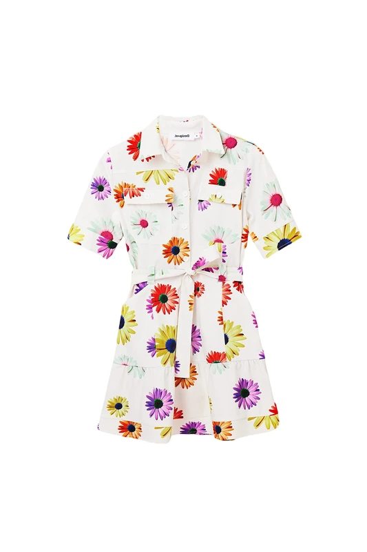 Desigual Belgica Christian Lacroix Floral White Shirt Dress 23SWVW75 - Image 1