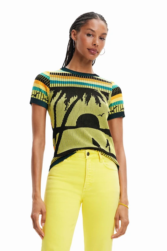 Desigual Women's T-Shirt, Yellow, L