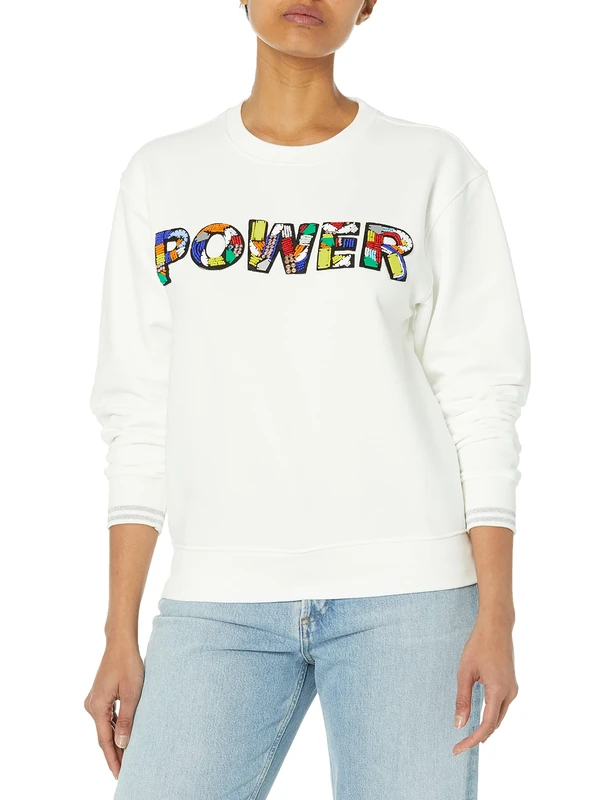 Desigual Women's Sweat_Power 1000 Sweatshirt, White, L