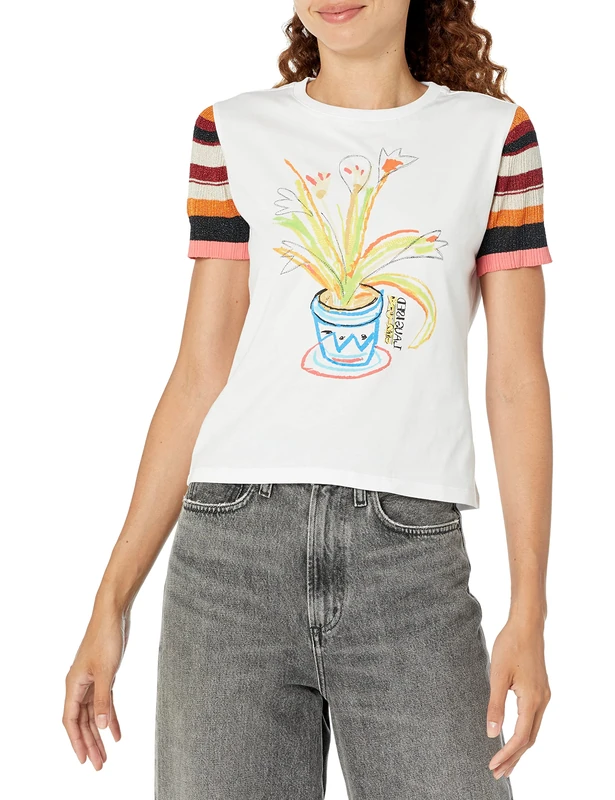 Desigual Women's T-Shirt, White, M
