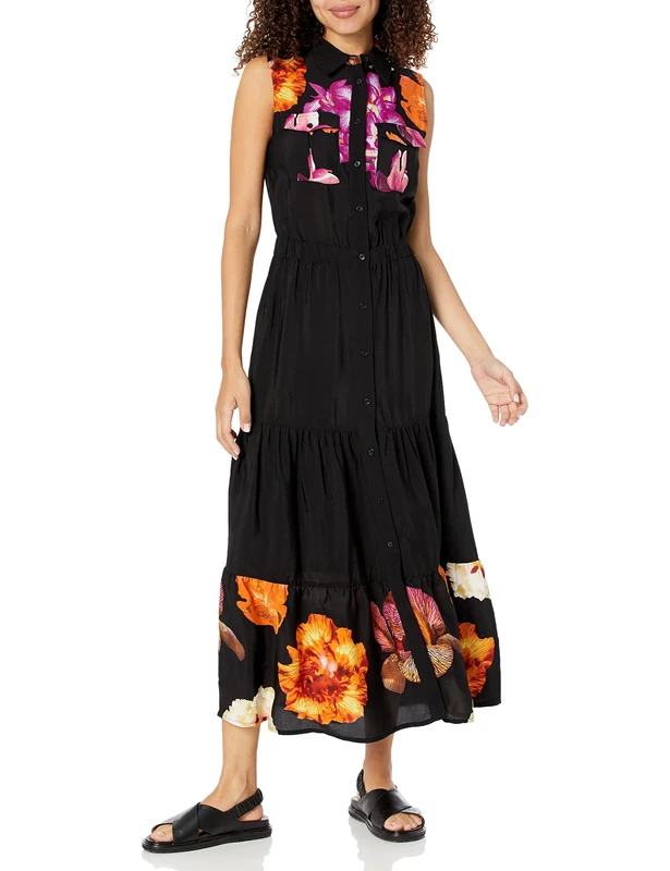 Desigual Suiza Christian Lacroix Sleeveless Black Floral Maxi Dress 23SWVW77