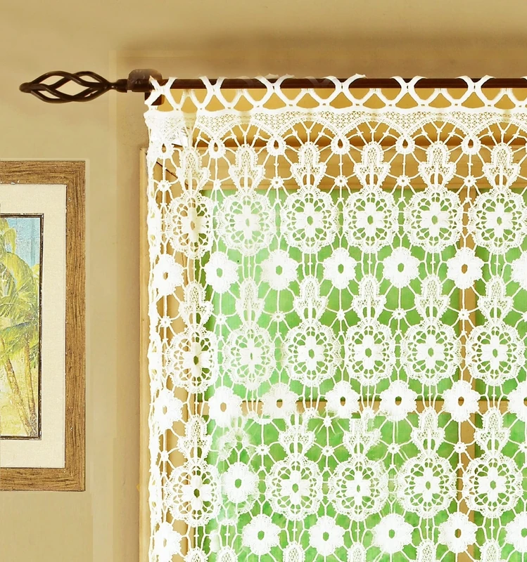 Today's Curtain Medallion Macramé Panel 63",Ecru,48W x 63L