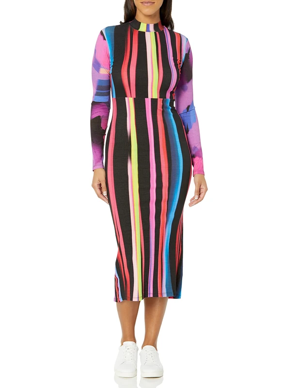 Desigual Lima Lacroix Bodycon Midi Long Sleeve Dress 23SWVK52 Multicoloured