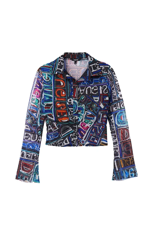 Desigual Women's Ts_Lettering 5010 T-Shirt, Blue, X-Small - Image 1