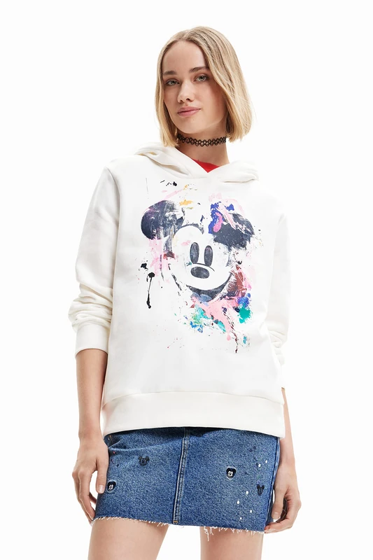 Desigual Women's Sweat_Mickey 1001 Sweatshirt, White, XS, White, X-Small