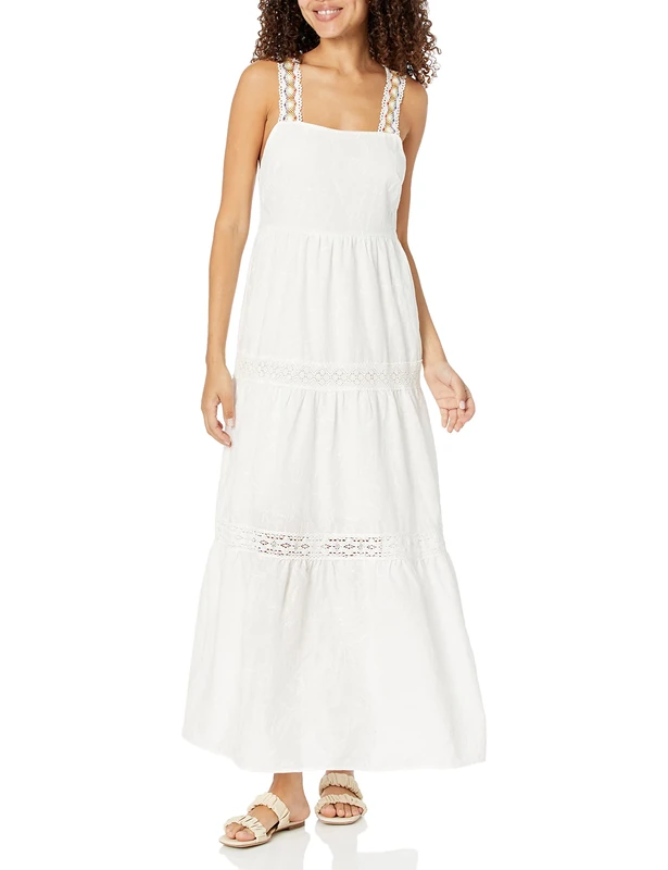Desigual Karen Cotton Maxi Dress with Tiered Skirt 23SWVW66 Black White