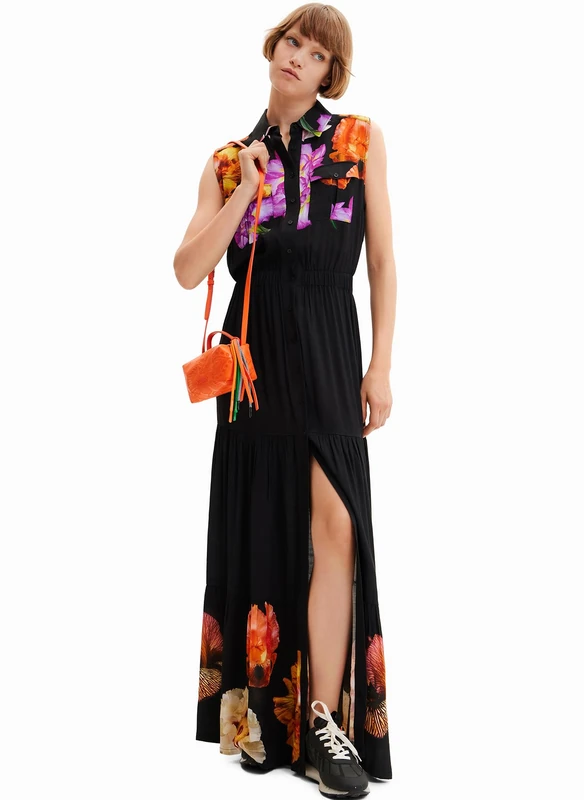 Desigual Suiza Christian Lacroix Sleeveless Black Floral Maxi Dress 23SWVW77