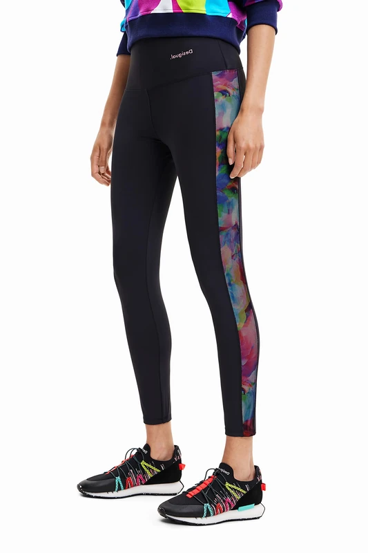 Desigual Tulip Floral Side Black Sports Leggings 23SWKK03