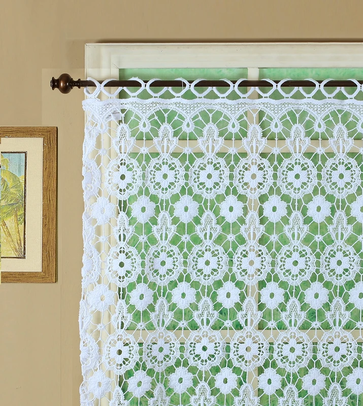 Today's Curtain Medallion Macramé Panel 63",White,48W x 63L