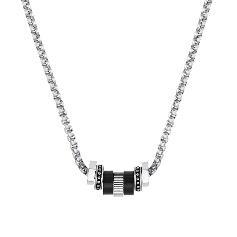 s.Oliver Necklace with Pendant Stainless Steel Men's Necklace, 50+5 cm, Bicolor, comes in Jewelry Gift box