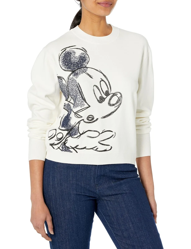 Desigual Women's JERS_Mickey 1001 Sweatshirt, White, M