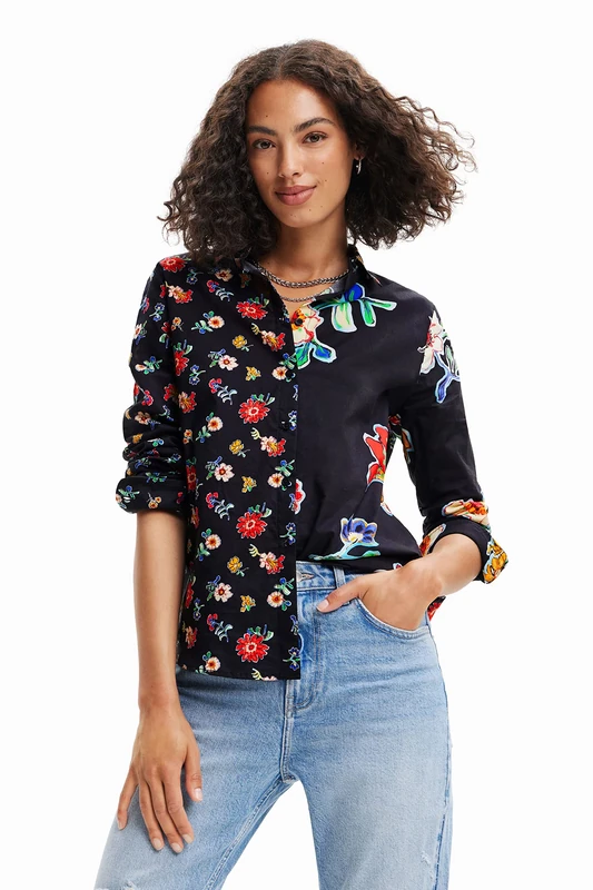 Desigual Women's Cam_singapur 2000 Shirt, Black, XL