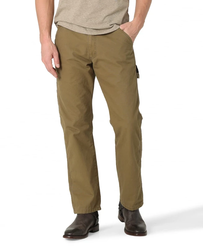 Wrangler Authentics Men's Classic Carpenter Jean, Olive Drab Canvas, 32W x 29L