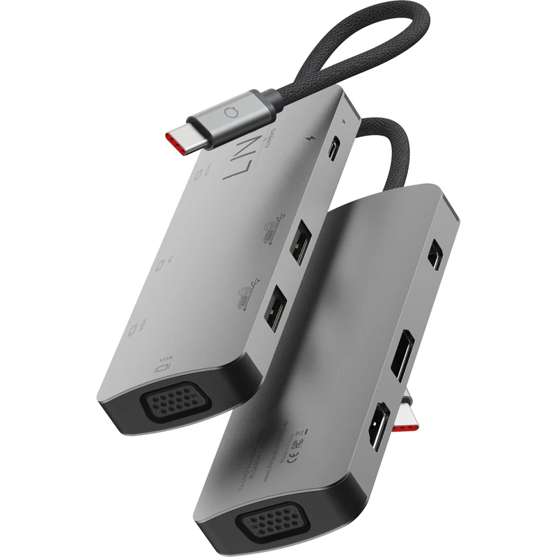 LINQ HUB MULTIPORT 7EN1 PRO USB-C HDMI DP MINIDP VGA USBC 2USBA