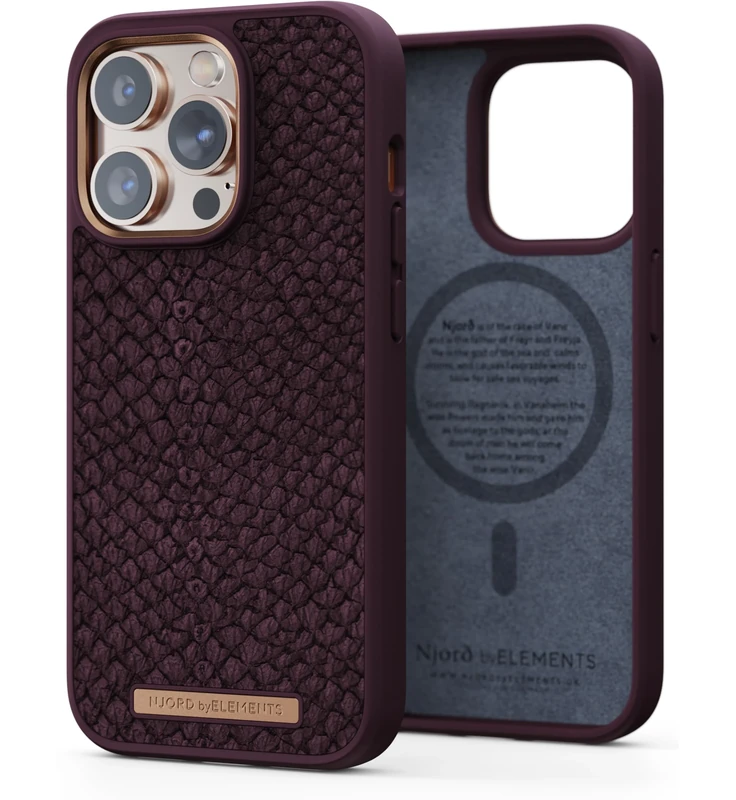NJORD COQUE MAGSAFE CUIR DE SAUMON IPHONE 14 PRO MAX VIOLET - Image 1