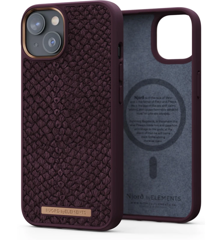 NJORD COQUE MAGSAFE CUIR DE SAUMON IPHONE 14 VIOLET