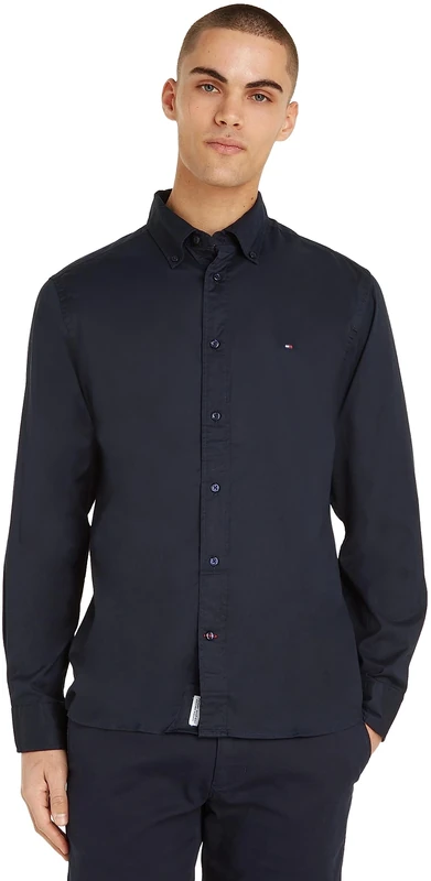 Tommy Hilfiger Men's Core Flex Poplin Rf Shirt Mw0mw25035 Casual Shirts, Blue (Desert Sky), 3XL