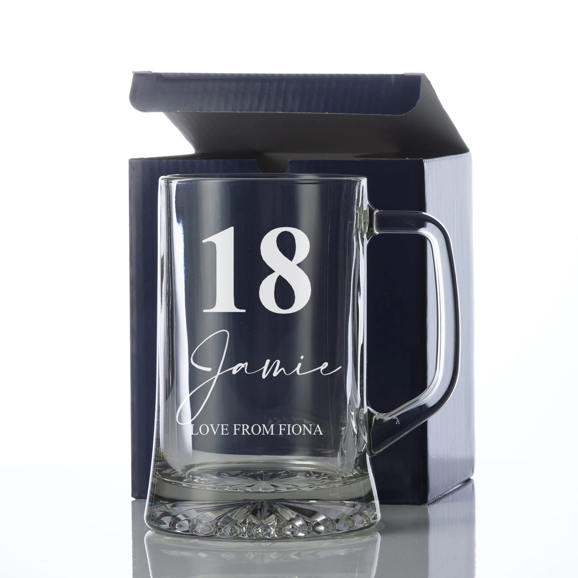 ukgiftstoreonline Personalised 18th Birthday Beer Glass Tankard Gift Boxed with Sentiment